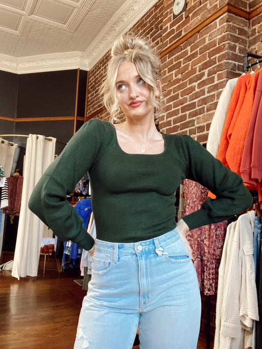 The Gemstone Green Ribbed Top