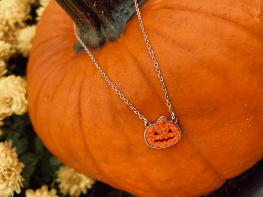 Pumpkin Druzy Necklace