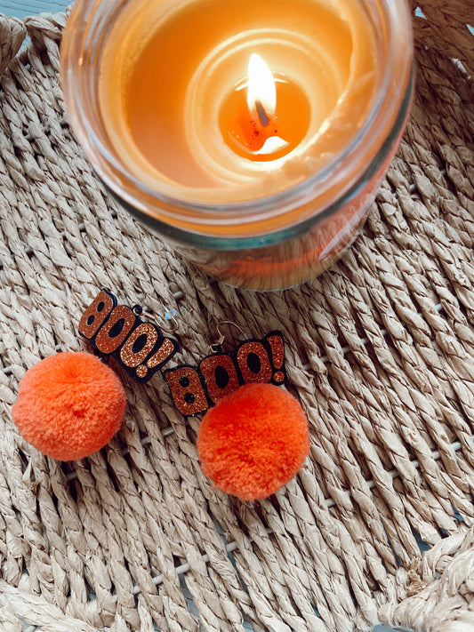 Boo Pom Pom Earrings