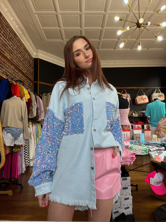 The Baby Blues Denim Sequin Jacket