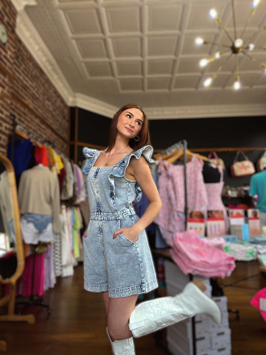 Let's Go Girls Denim Romper