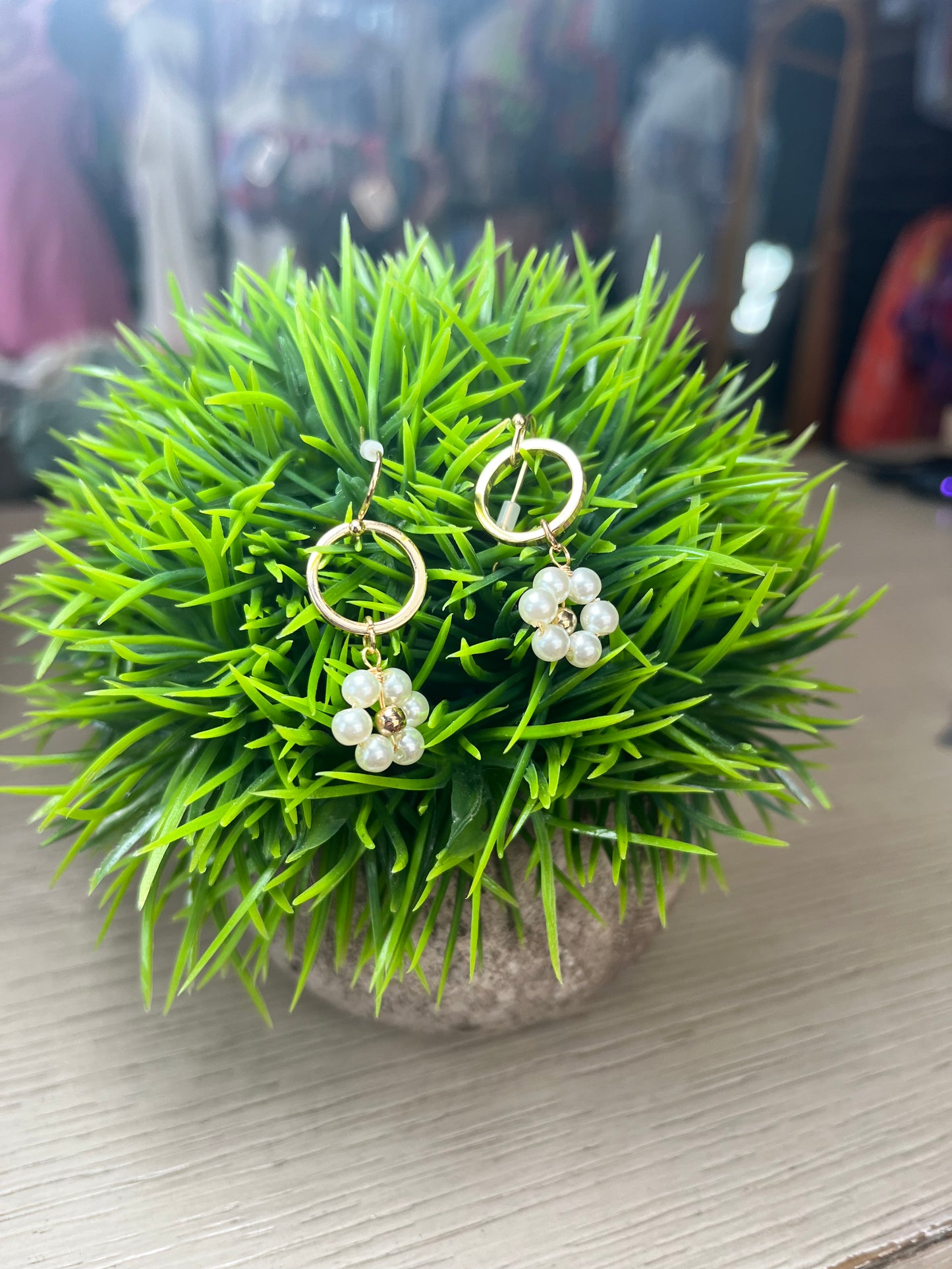 Pearl Flower Mini Charm Earrings
