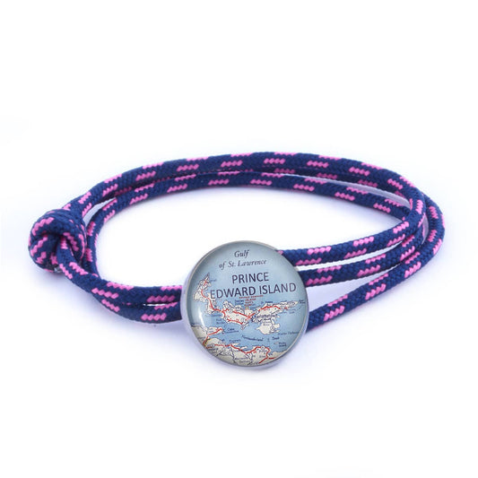 Pewter Rope Bracelet- Navy & Pink