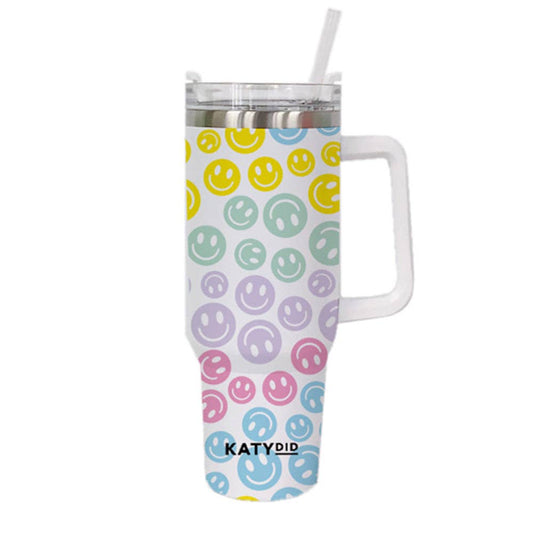 Pastel Happy Face 40oz Tumbler Cup