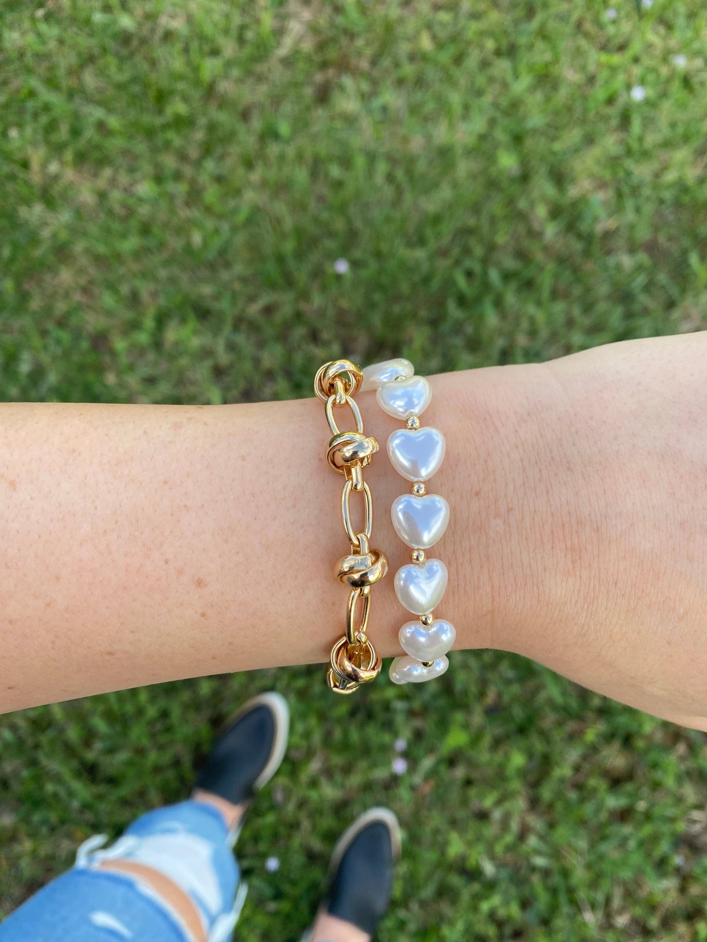 Pearl Heart Beaded Bracelet