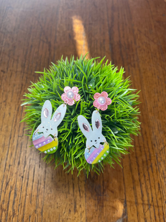 Acrylic Easter egg Bunny Earrings