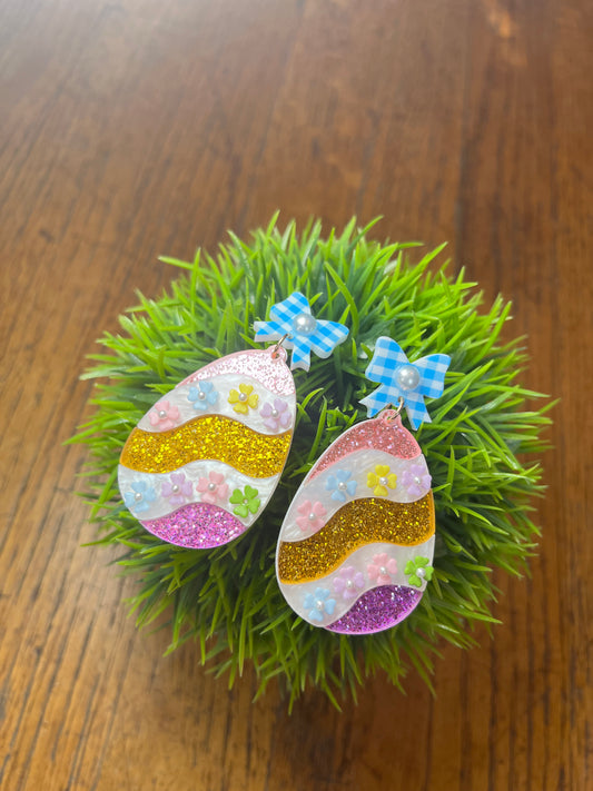 Acrylic Glitter Easter egg Earrings