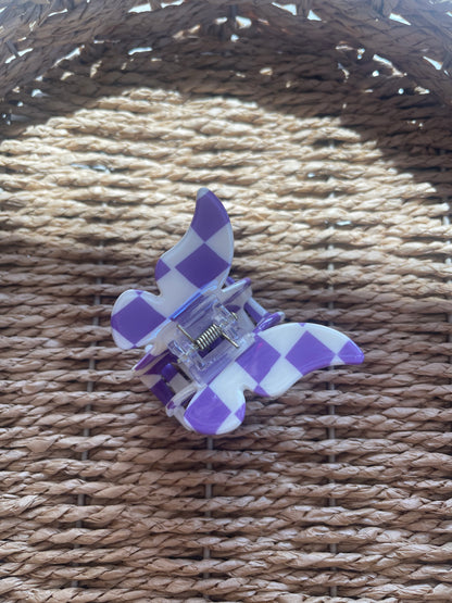 Checkerboard Butterfly Clip