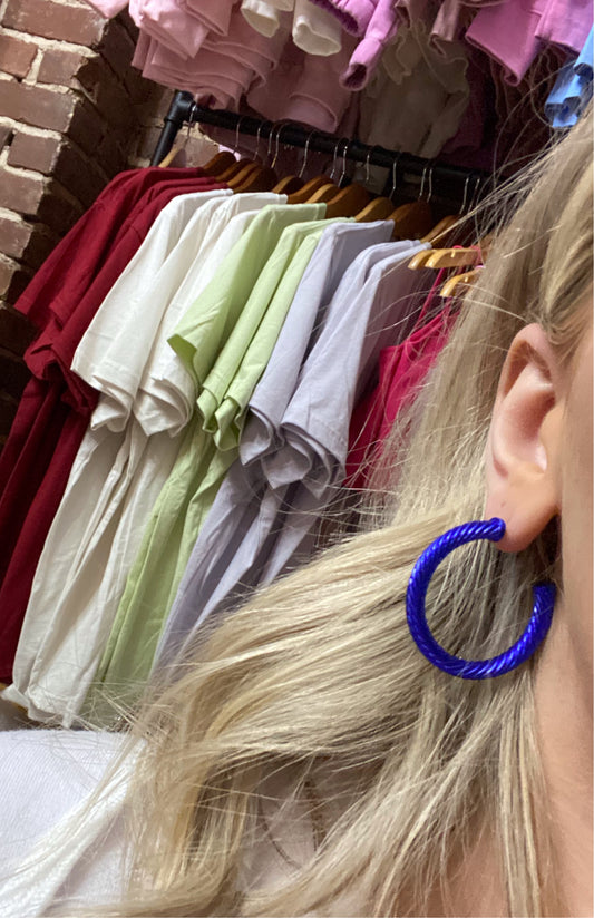 Royal Blue Cable Hoops