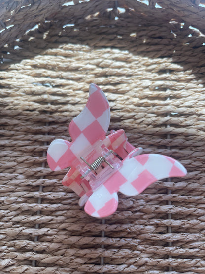 Checkerboard Butterfly Clip