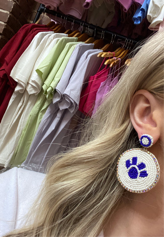 Paw Print Beaded Earrings