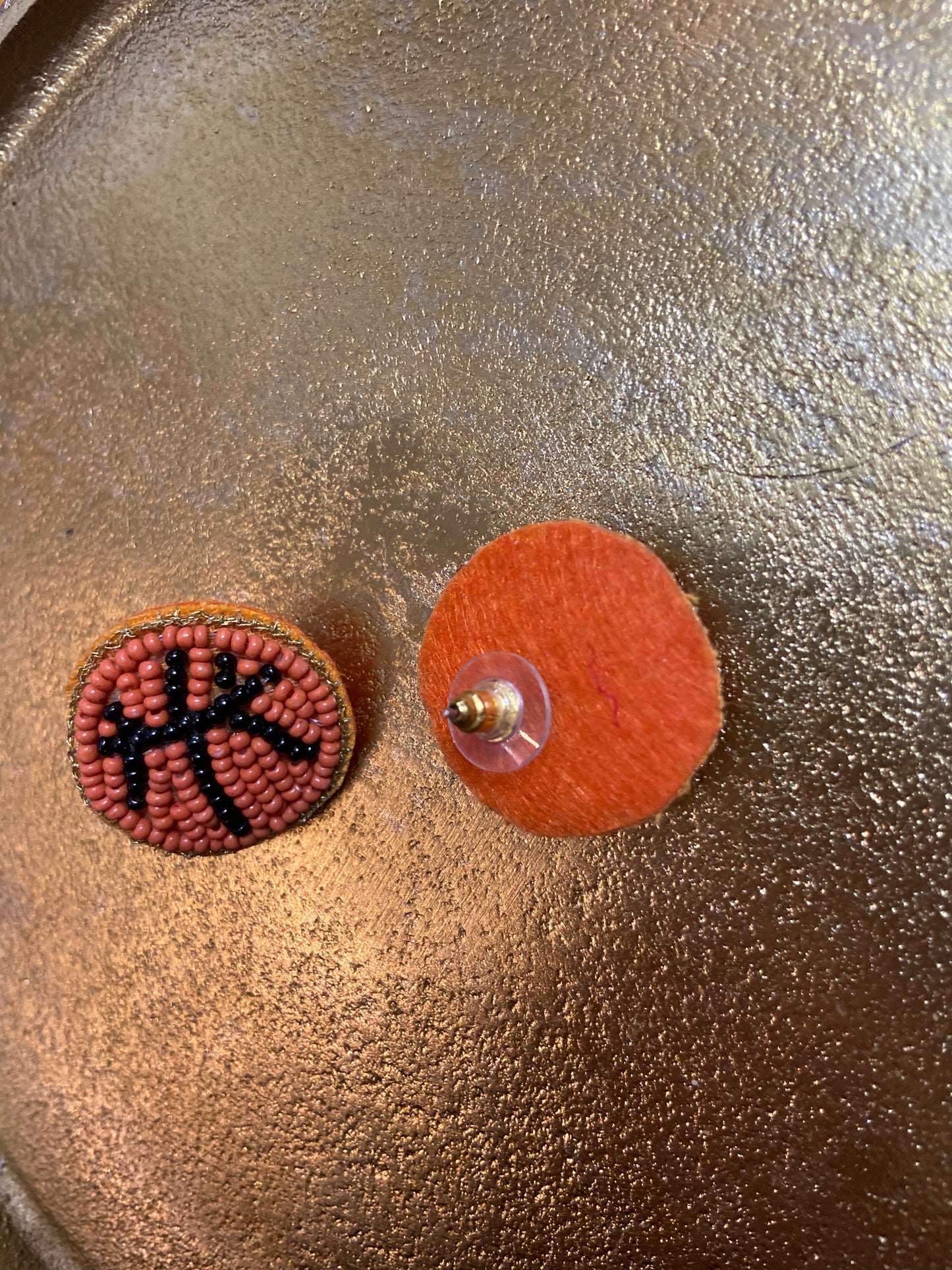 Seed Bead Basketball Stud Earrings